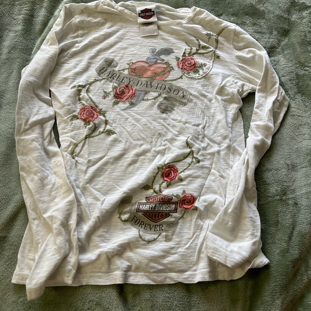 Vintage Harley Davidson Women’s Medium Long Sleeve with Roses